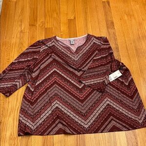 Catherines  Burgundy Chevron V-Neck Women’s Top